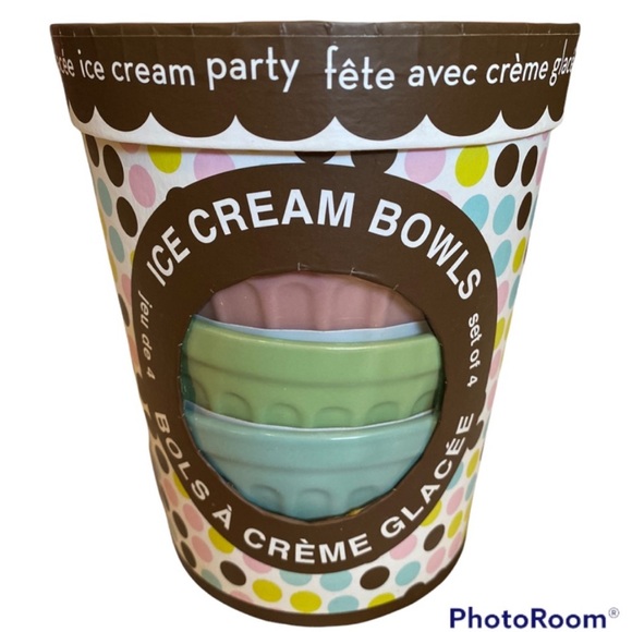 NIB Pier 1 imports STONEWARE SET OF 4 ICE CREAM PARTY BOWLS DESSERT DINNERWARE - Picture 13 of 13